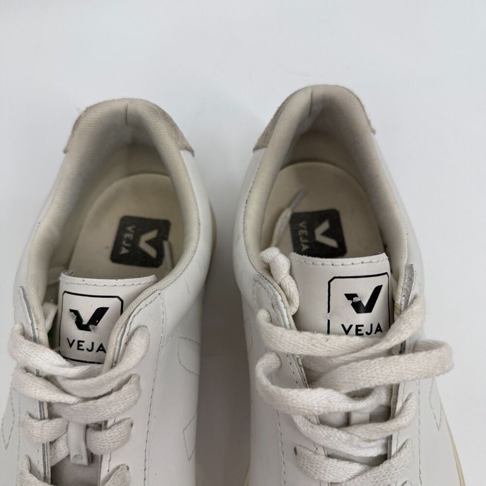 Veja Esplar Leather Suede White Sneakers Casual Preppy Athleisure Women Size 8 - Picture 3 of 12